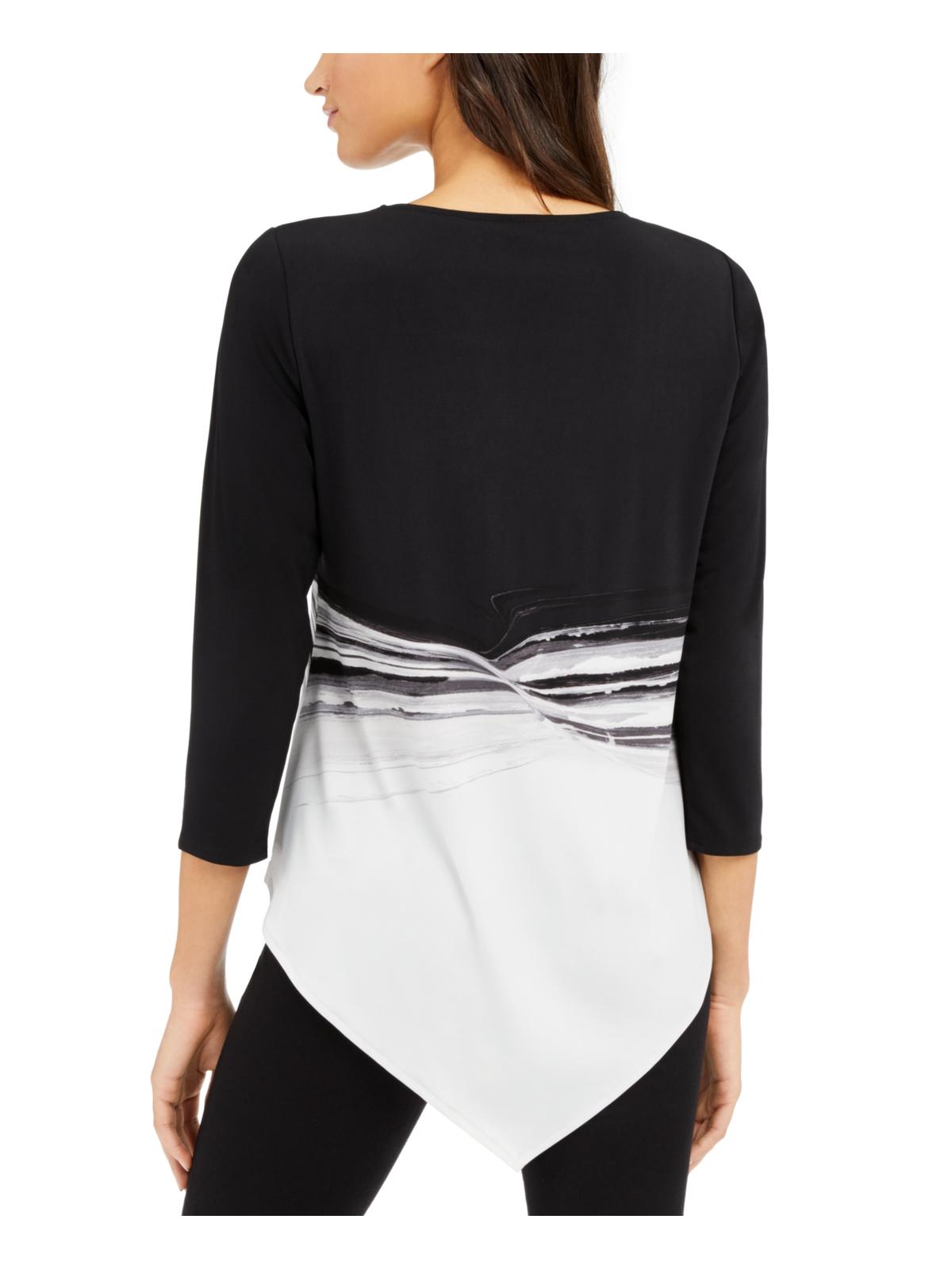 Alfani Women's Asymmetrical Stretch Blouse Black Size Small