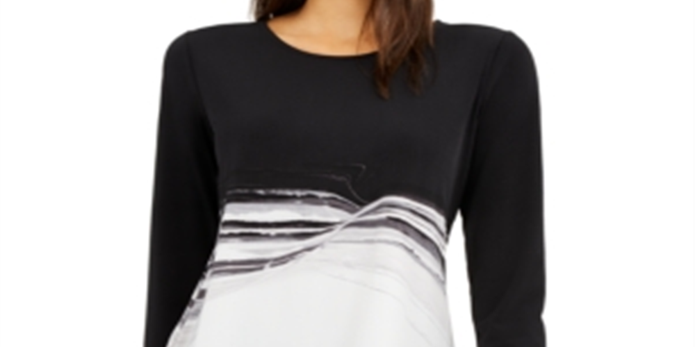 Alfani Women's Asymmetrical Stretch Blouse Black Size Small