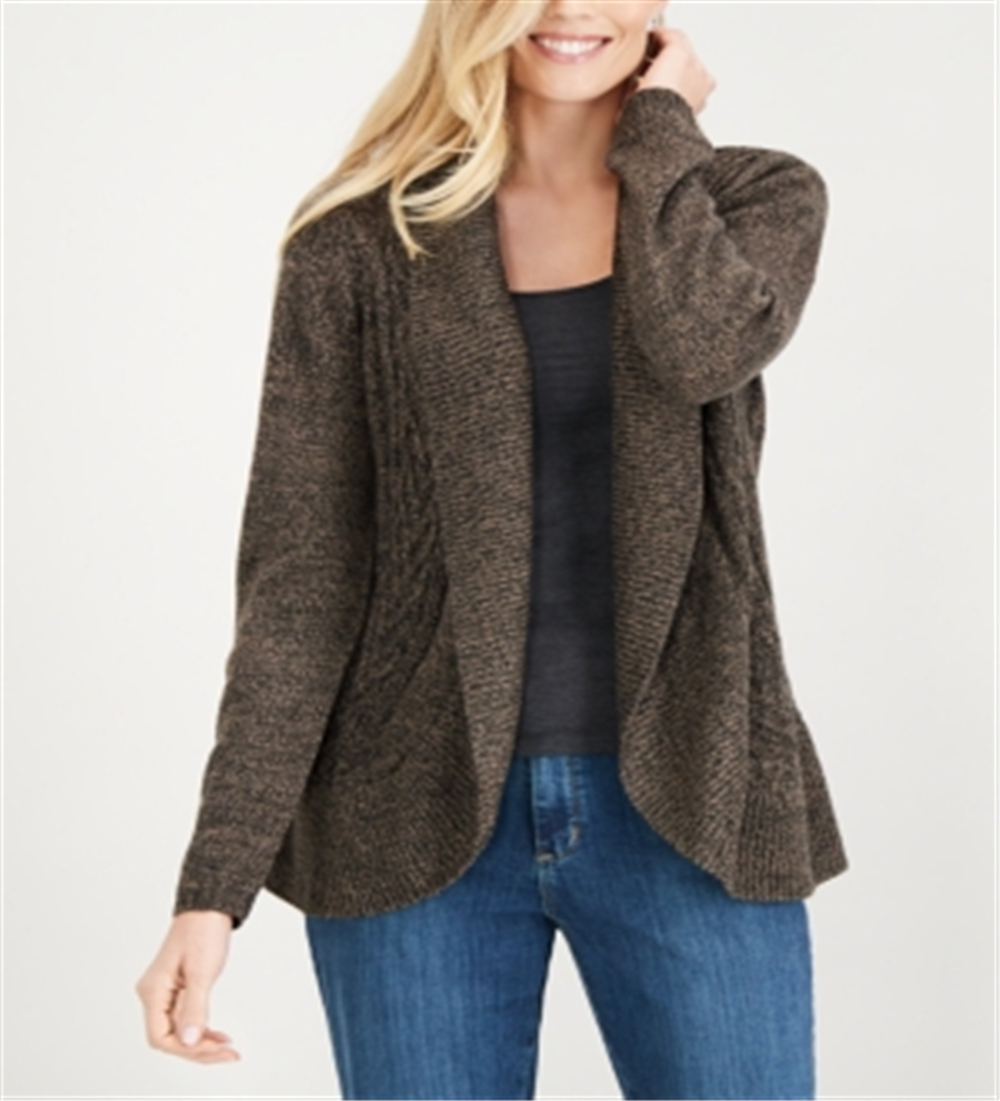 Karen Scott Women's Cocoon Cardigan Java Brown Size Petite S