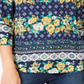 Charter Club Women's 3/4 Sleeve Printed Top Navy Size Petite XL