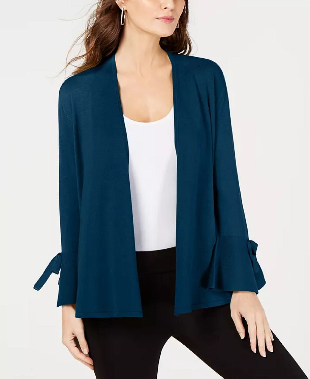 Alfani Women's Tie-Sleeve Cardigan Blue Size Large