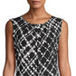 Calvin Klein Women's Printed Pleated-Neck Blouse Gray Size Small