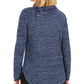 Style & Co Women's Curved Hem Long Sleeve Turtle Neck Sweater Blue Size Petite Medium