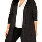 Karen Scott Women's Plus Marled Open Front Cardigan Sweater Black ASH Size 3X