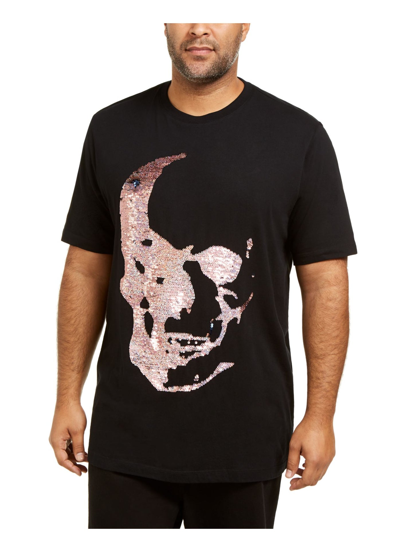 INC International Concepts Men's Sequined Graphic T-Shirt Black Size 3X