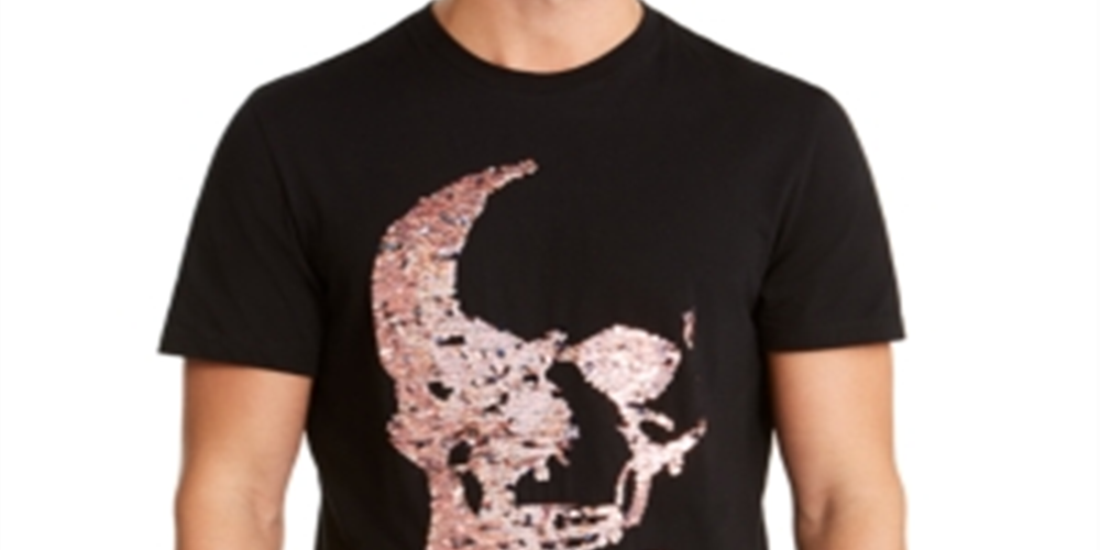 INC International Concepts Men's Sequined Graphic T-Shirt Black Size 3X