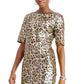 Betsey Johnson Women's Leopard Sequin Sheath Dress Yellow Size 12