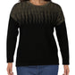 Alfani Women's Metallic Detail Vented Hem Sweater Black Size Petite 16