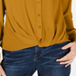 INC International Concepts Women's Twist Front Button up Top India Gold Size Petite L