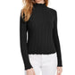 Kit & Sky Women's Ribbed Mock Neck Top Black Size Large