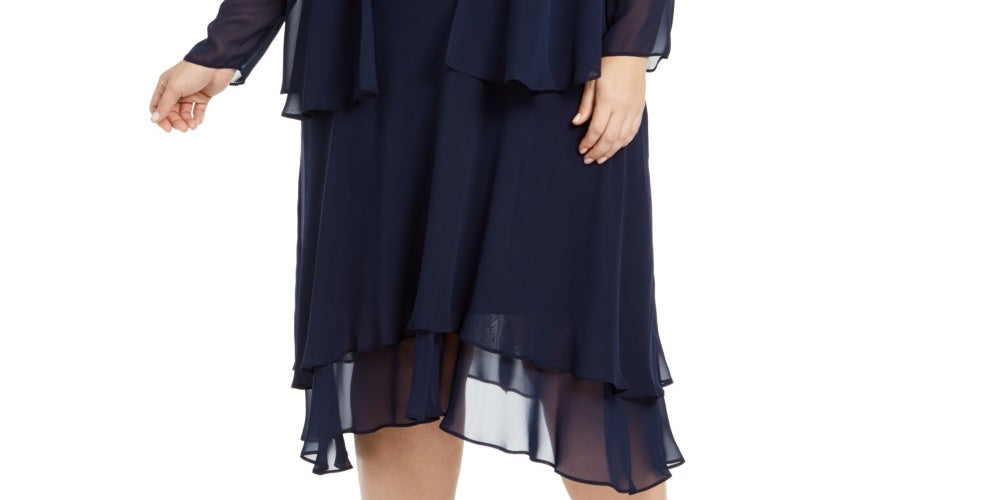 SL Fashions Women's Embellished Dress & Jacket Blue Size 24W
