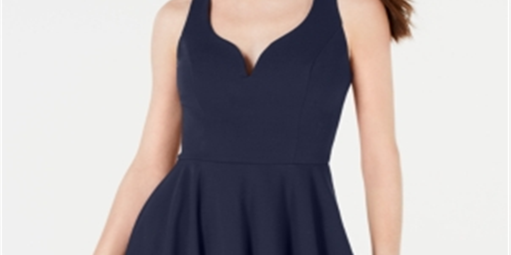 B Darlin Junior's Sweetheart Neck Open Back Party Dress Blue Size 5-6