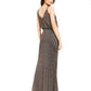Calvin Klein Women's Glitter Spaghetti Strap V Neck Full Length Evening Blouson Dress Black Size 10