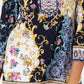 JM Collection Women's Printed Embellished Tunic Blue Size Petite Small
