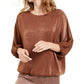 Alfani Women's Satin Dolman Sleeve Bubble Top Brown Size Small