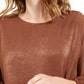 Alfani Women's Satin Dolman Sleeve Bubble Top Brown Size Small
