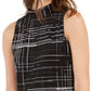 Alfani Women's Printed Asymmetrical Top Black Size Medium