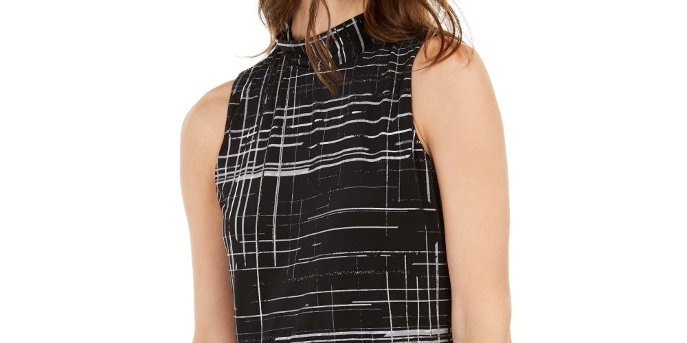 Alfani Women's Printed Asymmetrical Top Black Size Medium