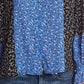 CeCe Women's Budding Floral Colorblock Long Sleeve Top Blue Size Large
