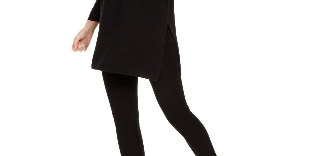 Eileen Fisher Women's Organic Linen Blend Tunic Sweater Black Size XX-Small