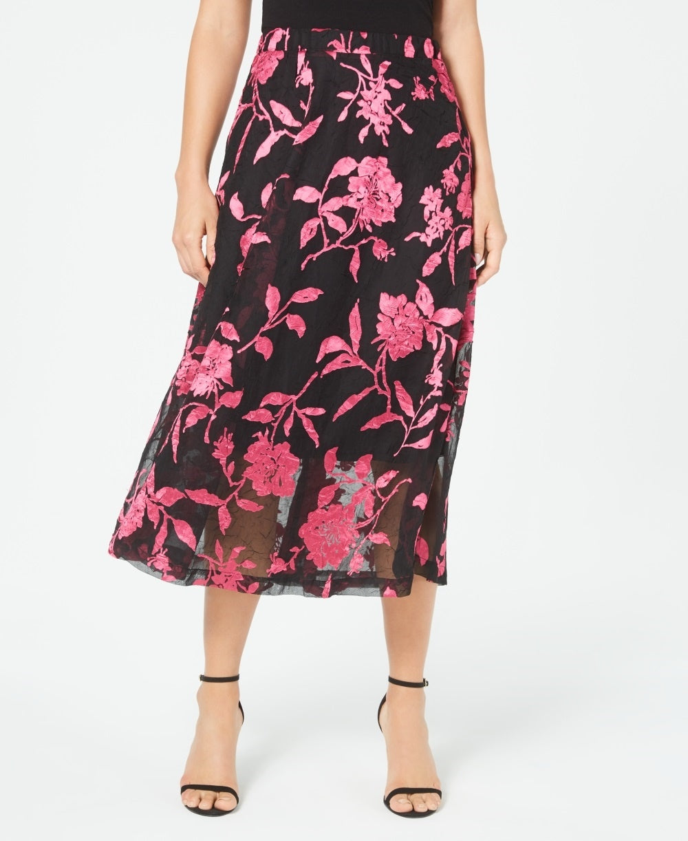 Alfani Women's Floral Print A Line Skirt Pink Size 10 Petite