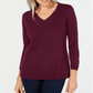 Karen Scott Women's V Neck Sweater Merlot Size Petite S