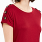 NY Collection Women's Button Sleeve Top Red Size Petite Small