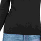Tommy Hilfiger Women's Color Block Long Sleeve V Neck T-Shirt Sweater Black Size Large