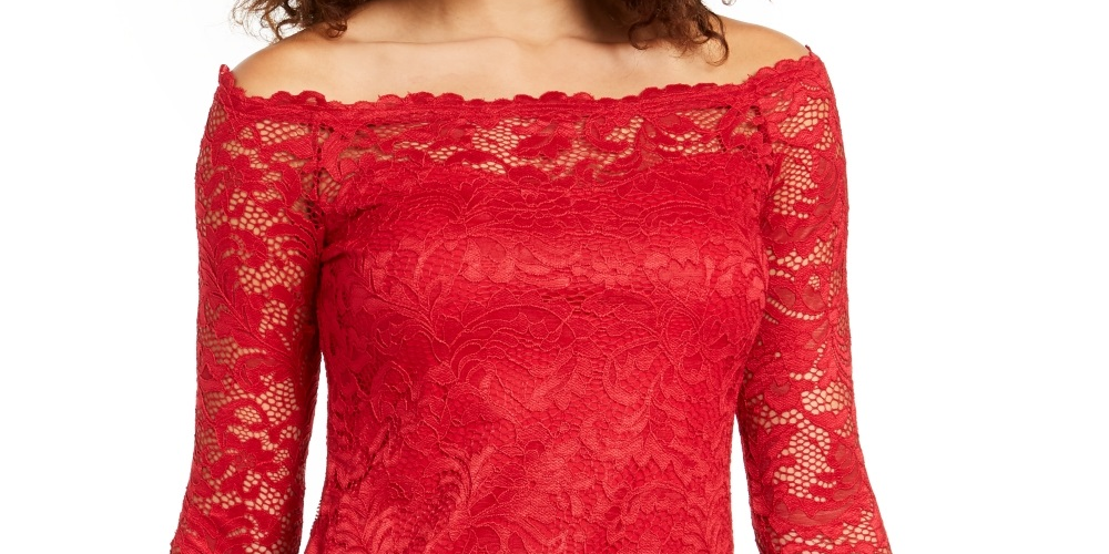 Thalia Sodi Women's Lace Off The Shoulder Top Red Size XX-Large