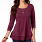 Style & Co Women's Chiffon Hem Top Purple Size Small