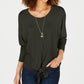 Style & Co Women's Tie Front Sweater Gray Size Large