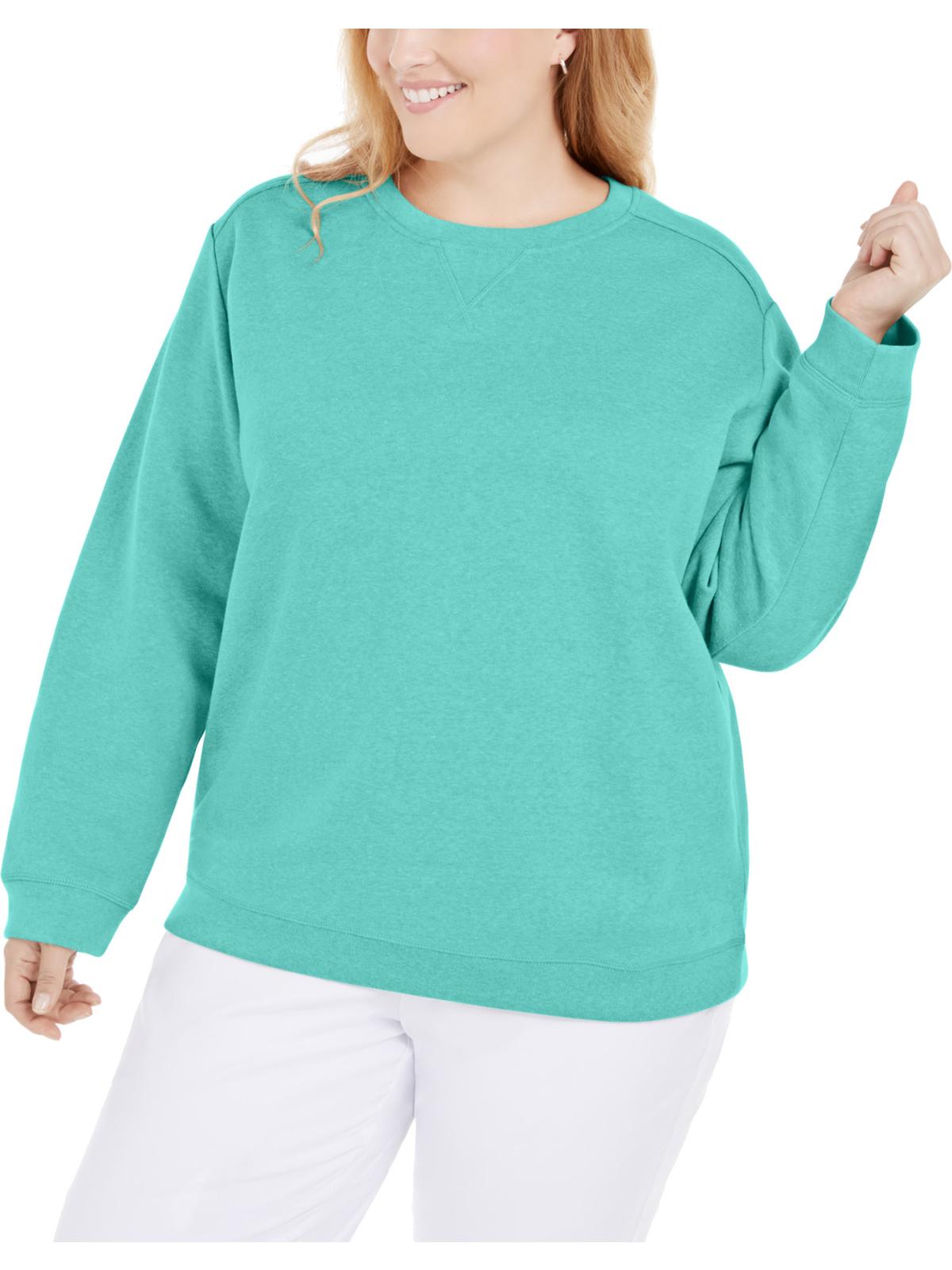 Karen Scott Women's Plus Sweatshirt Teal-Aqua Size 0X