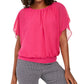 JM Collection Women's Flutter Sleeve Top Pink Size X-Small