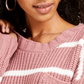 Hippie Rose Women's Striped Long Sleeve Crew Neck Sweater Pink Size Medium