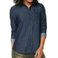 NYDJ Women's Chambray a Line City Shirt Blue Size M