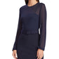 Ralph Lauren Women's Long Sleeve Knee Length Fit Flare Evening Dress Blue Size 10