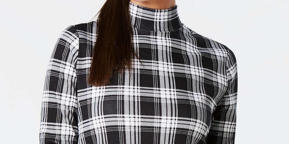 Charter Club Women's Cotton Plaid Top Black Size Small
