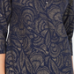 Karen Scott Women's Leaf-Print 3/4-Sleeve Top  Navy Size Petite Medium