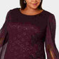 Connected Women's Plus Size Angel-Sleeve Sequined Dress Purple Size 18W