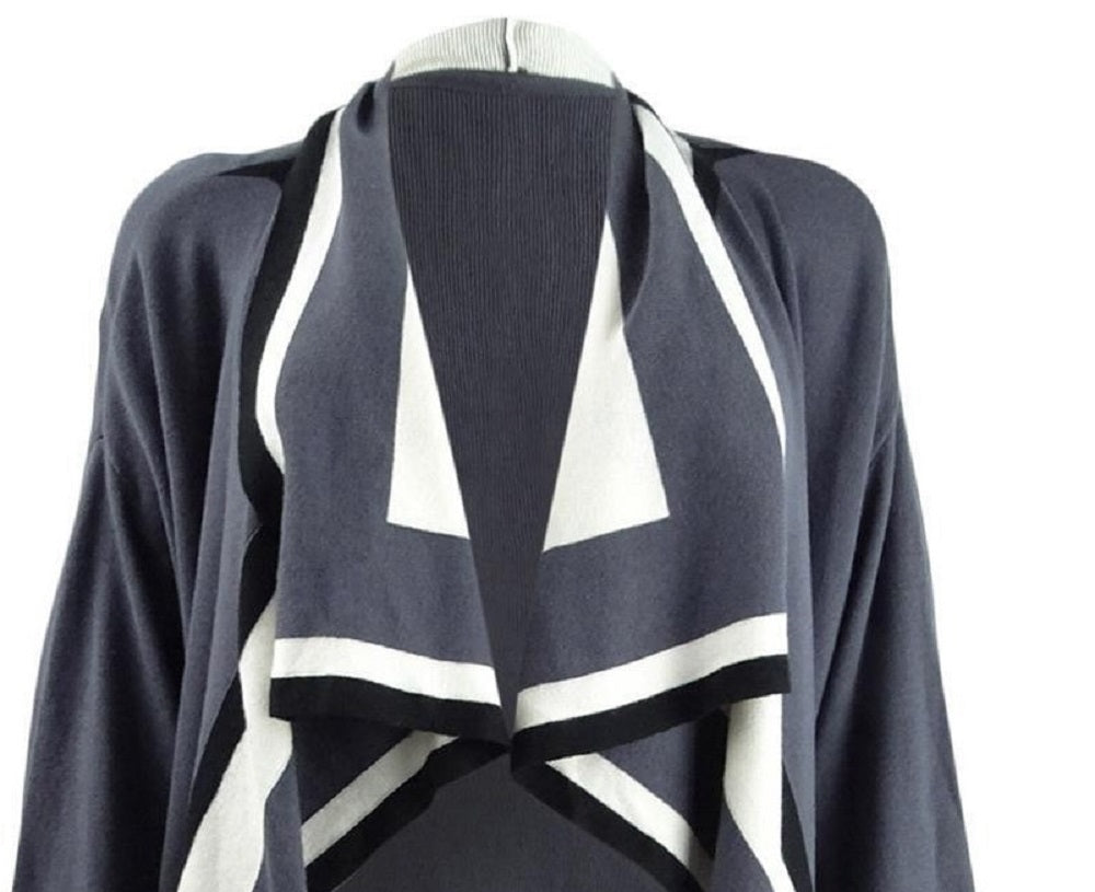 Anne Klein Women's Colorblocked Shawl-Collar Cardigan Black Size Small