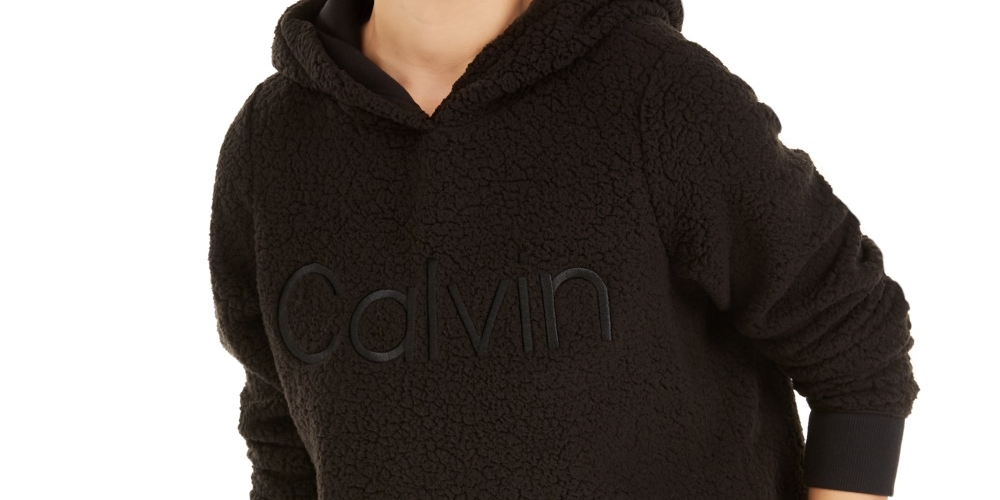 Calvin Klein Women's Performance Logo Fleece Hoodie Black Size Small