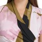 DKNY Women's Printed Surplice-Neck Top Bright Pink Size Large