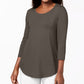 JM Collection Women's Scoop-Neck Top Gray Size X-Large