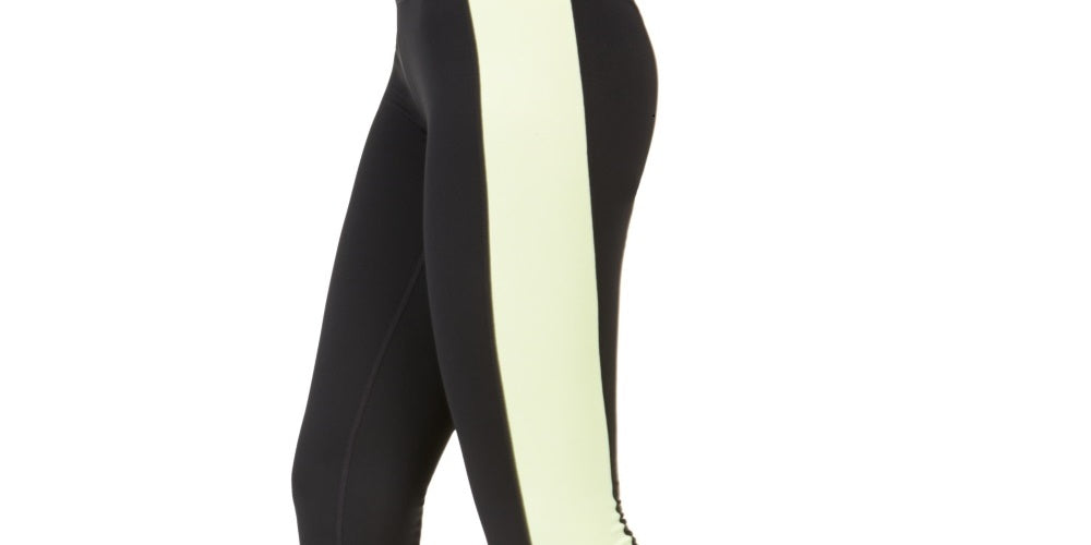 Ideology Women's Colorblocked Cropped Leggings Color Barbell Lime Gold Size Small
