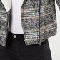 Maralyn & Me Juniors Faux-Shearling-Trim Moto Jacket Black/White/Camel Plaid Charcoal Size X-Small