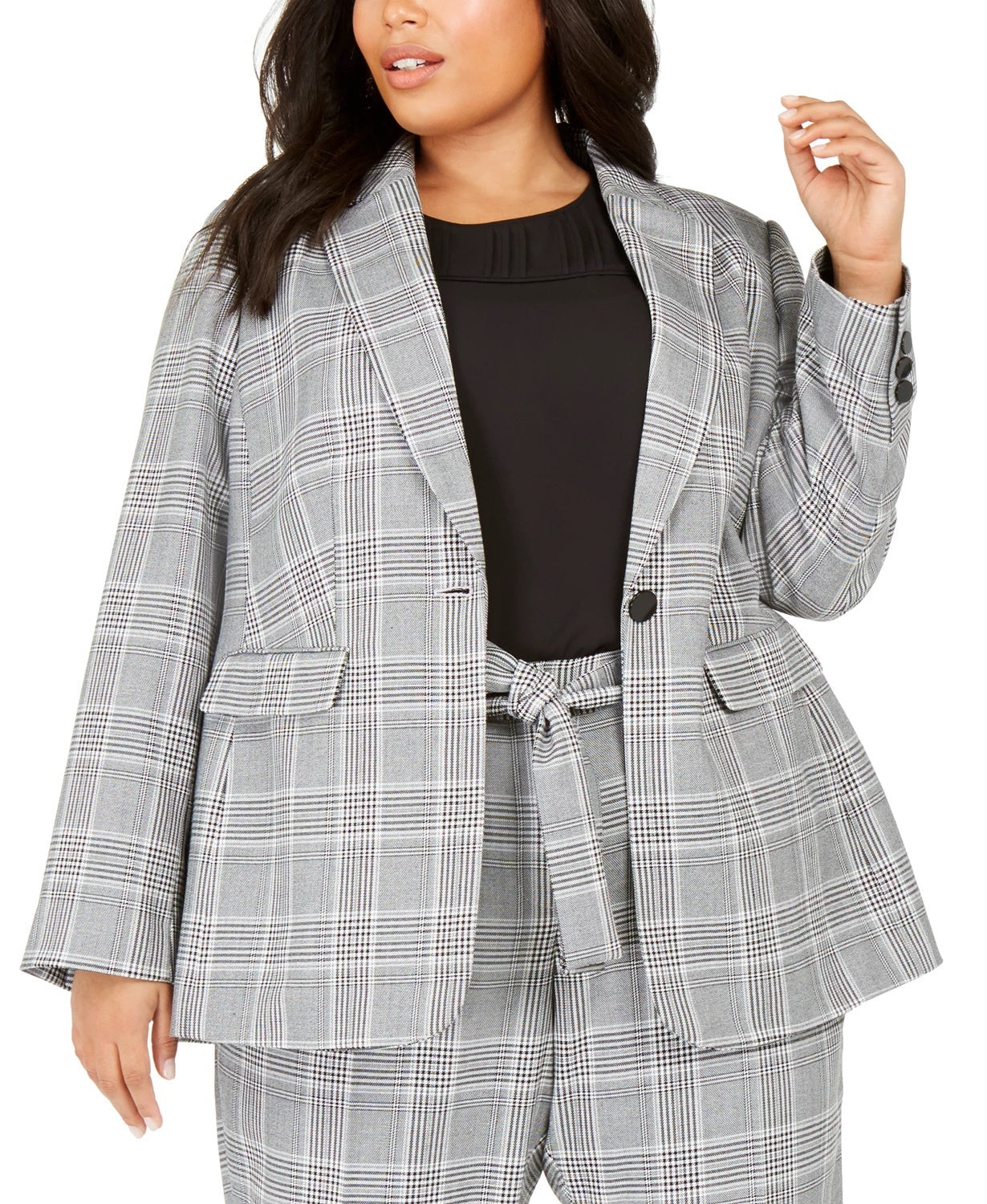 calvin-klein-womens-gray-plaid-suit-wear-to-work-jacket-silver-size-14w
