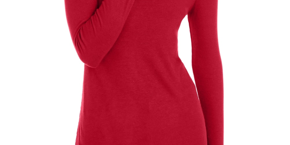 INC International Concepts Women's Asymmetrical Ribbed Tunic Dark Red Size Small