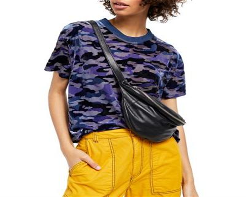 Free People Women's Teddy Animal Pint Short Sleeves T-Shirt Blue Size Large