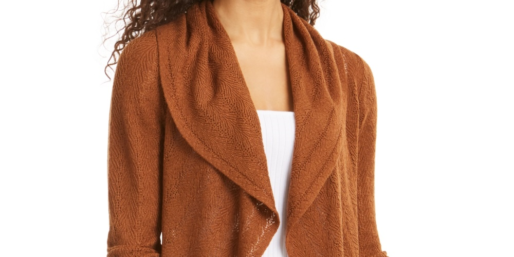 Style & Co Women's Pointelle Cardigan Dark Brown Size X-Small