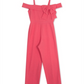Rare Editions Big Girl's Cold Shoulder Bow Jumpsuit Coral Size14